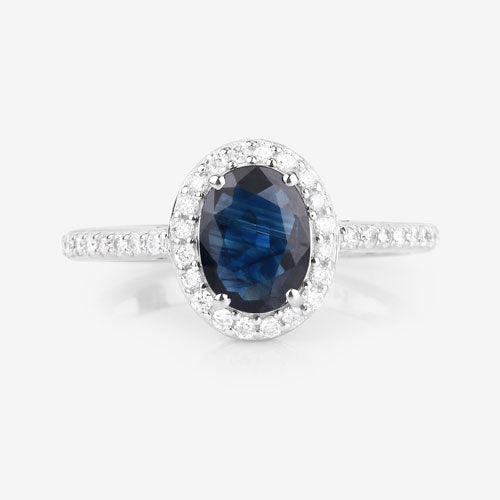 1.82 Carat Genuine Blue Sapphire and White Diamond 14K White Gold Ring by Bids.com