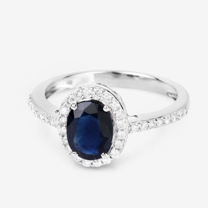 1.82 Carat Genuine Blue Sapphire and White Diamond 14K White Gold Ring by Bids.com