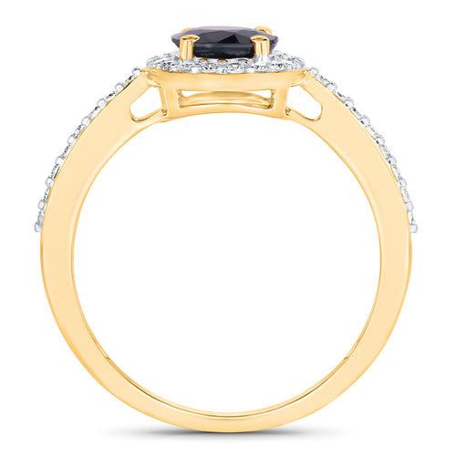 1.82 Carat Genuine Blue Sapphire and White Diamond 14K Yellow Gold Ring by Bids.com