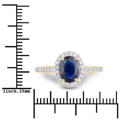 1.82 Carat Genuine Blue Sapphire and White Diamond 14K Yellow Gold Ring by Bids.com