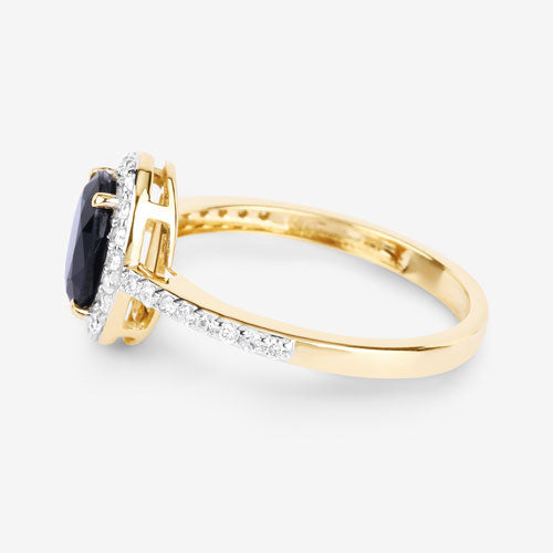 1.82 Carat Genuine Blue Sapphire and White Diamond 14K Yellow Gold Ring by Bids.com