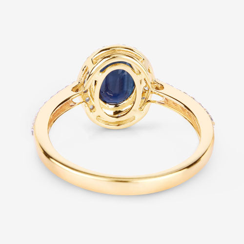1.82 Carat Genuine Blue Sapphire and White Diamond 14K Yellow Gold Ring by Bids.com