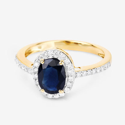 1.82 Carat Genuine Blue Sapphire and White Diamond 14K Yellow Gold Ring by Bids.com