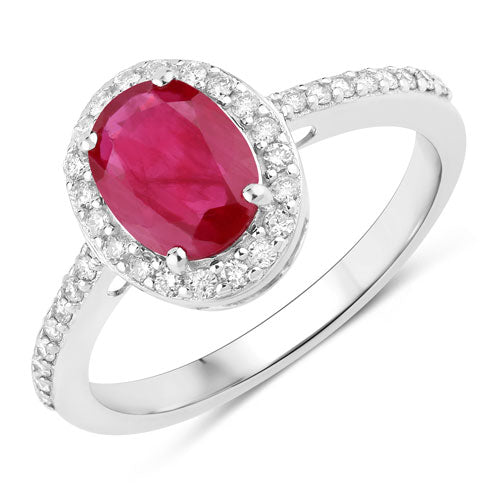 1.73 Carat Genuine Ruby and White Diamond 14K White Gold Ring by Bids.com