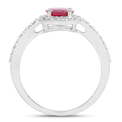 1.73 Carat Genuine Ruby and White Diamond 14K White Gold Ring by Bids.com
