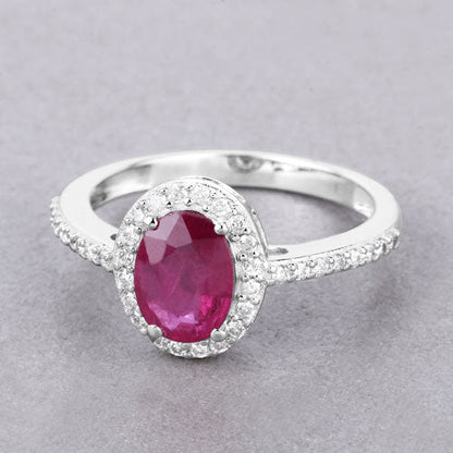 1.73 Carat Genuine Ruby and White Diamond 14K White Gold Ring by Bids.com