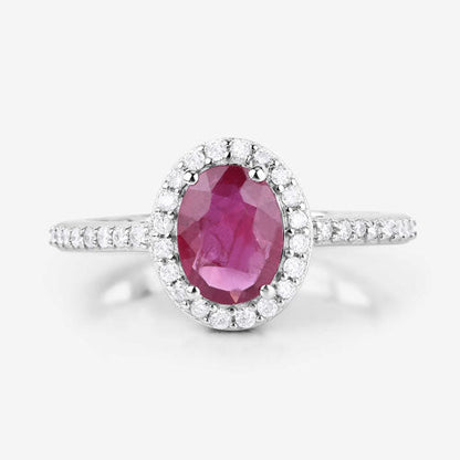 1.73 Carat Genuine Ruby and White Diamond 14K White Gold Ring by Bids.com