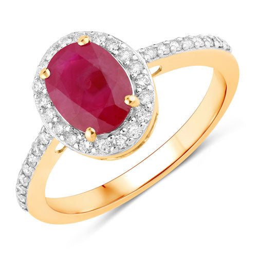 1.73 Carat Genuine Ruby and White Diamond 14K Yellow Gold Ring by Bids.com
