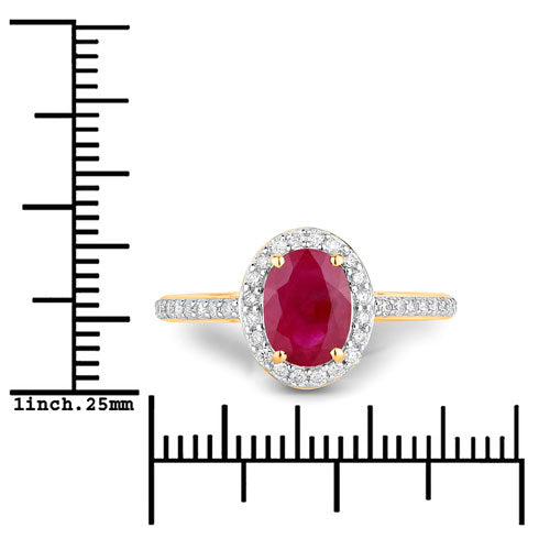 1.73 Carat Genuine Ruby and White Diamond 14K Yellow Gold Ring by Bids.com