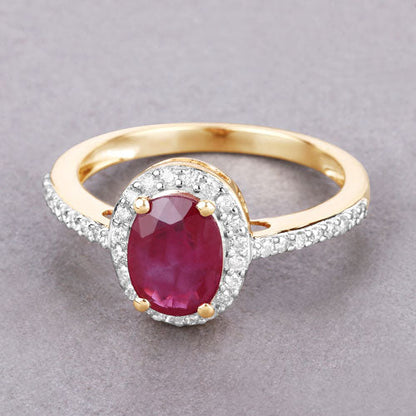 1.73 Carat Genuine Ruby and White Diamond 14K Yellow Gold Ring by Bids.com