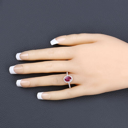 1.73 Carat Genuine Ruby and White Diamond 14K Yellow Gold Ring by Bids.com