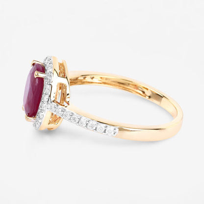 1.73 Carat Genuine Ruby and White Diamond 14K Yellow Gold Ring by Bids.com