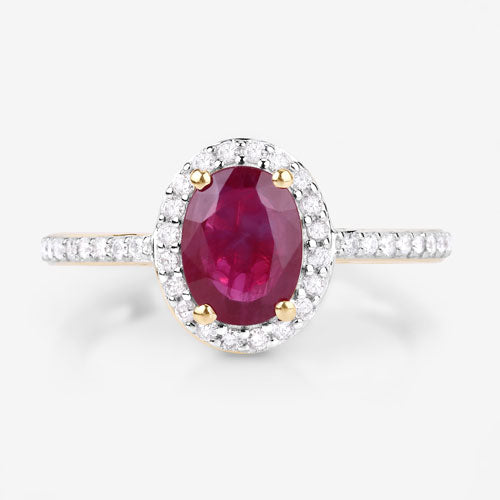 1.73 Carat Genuine Ruby and White Diamond 14K Yellow Gold Ring by Bids.com