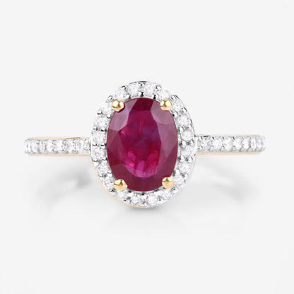 1.73 Carat Genuine Ruby and White Diamond 14K Yellow Gold Ring by Bids.com