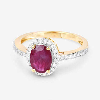 1.73 Carat Genuine Ruby and White Diamond 14K Yellow Gold Ring by Bids.com