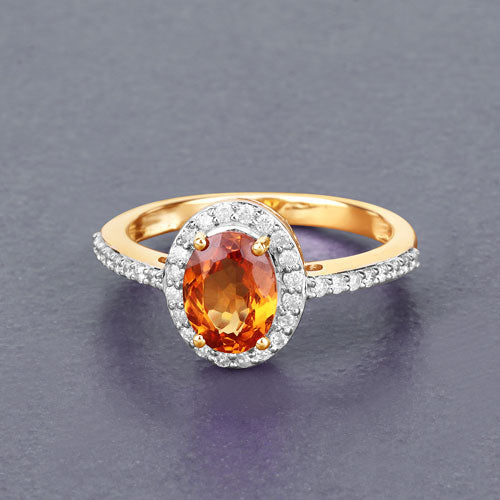 1.66 Carat Genuine Spessartite Garnet and White Diamond 14K Yellow Gold Ring by Bids.com