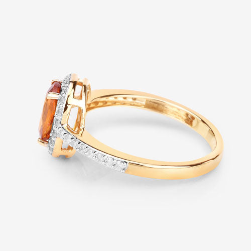 1.66 Carat Genuine Spessartite Garnet and White Diamond 14K Yellow Gold Ring by Bids.com