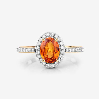 1.66 Carat Genuine Spessartite Garnet and White Diamond 14K Yellow Gold Ring by Bids.com