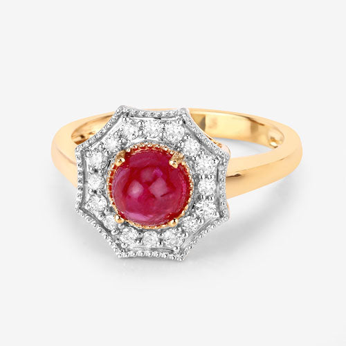 2.01 Carat Genuine Ruby and White Diamond 14K Yellow Gold Ring by Bids.com
