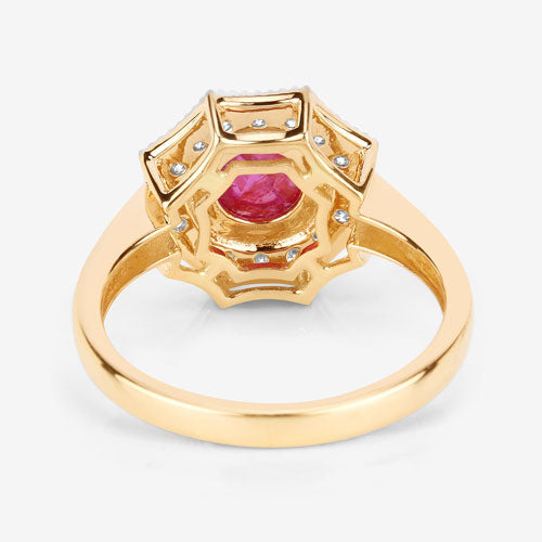 2.01 Carat Genuine Ruby and White Diamond 14K Yellow Gold Ring by Bids.com