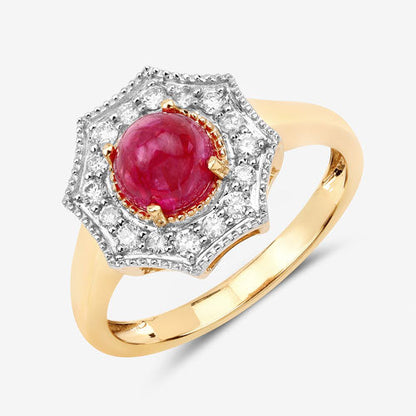 2.01 Carat Genuine Ruby and White Diamond 14K Yellow Gold Ring by Bids.com