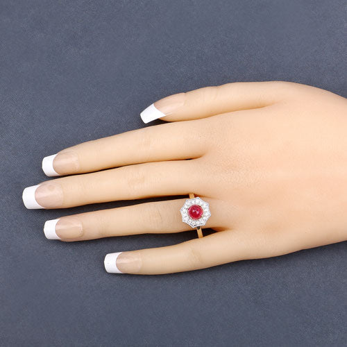 2.01 Carat Genuine Ruby and White Diamond 14K Yellow Gold Ring by Bids.com