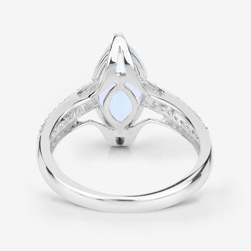 2.09 Carat Genuine Aquamarine and White Diamond 14K White Gold Ring by Bids.com
