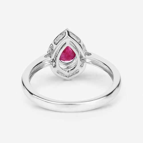 0.92 Carat Genuine Ruby and White Diamond 14K White Gold Ring by Bids.com