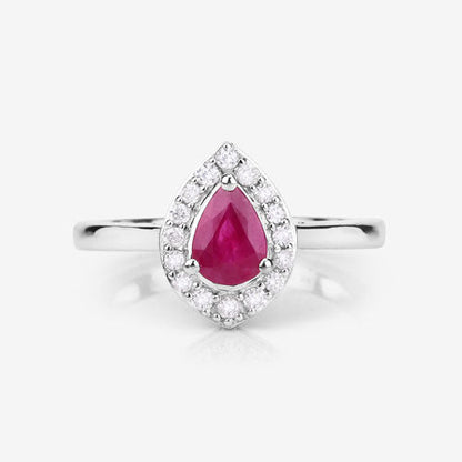 0.92 Carat Genuine Ruby and White Diamond 14K White Gold Ring by Bids.com