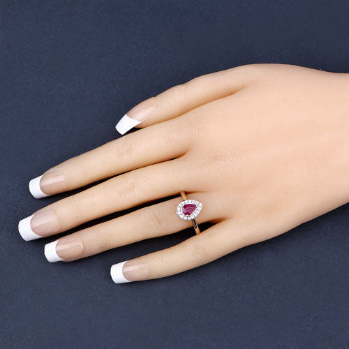 0.92 Carat Genuine Ruby and White Diamond 14K White Gold Ring by Bids.com