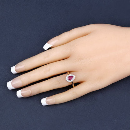 0.92 Carat Genuine Ruby and White Diamond 14K White Gold Ring by Bids.com