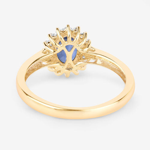 1.11 Carat Genuine Blue Sapphire and White Diamond 10K Yellow Gold Ring by Bids.com