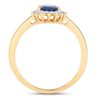 1.11 Carat Genuine Blue Sapphire and White Diamond 10K Yellow Gold Ring by Bids.com