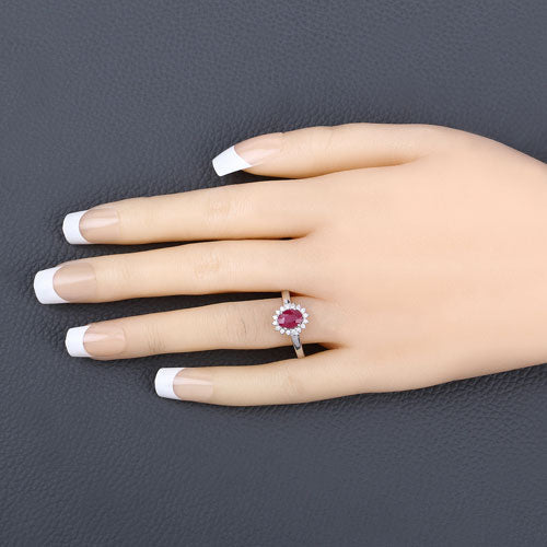 1.01 Carat Genuine Ruby and White Diamond 10K White Gold Ring by Bids.com