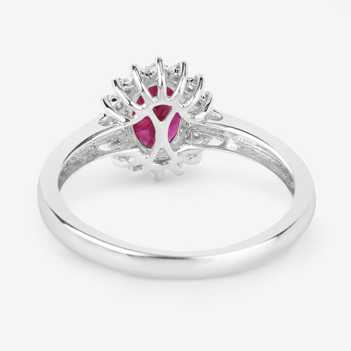 1.01 Carat Genuine Ruby and White Diamond 10K White Gold Ring by Bids.com