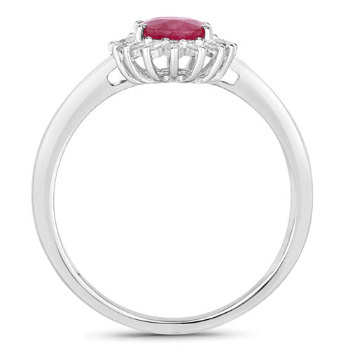 1.01 Carat Genuine Ruby and White Diamond 10K White Gold Ring by Bids.com