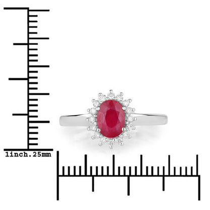 1.01 Carat Genuine Ruby and White Diamond 10K White Gold Ring by Bids.com