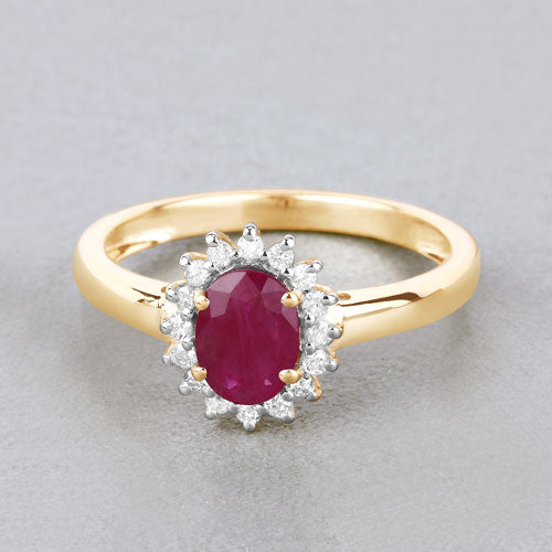 1.01 Carat Genuine Ruby and White Diamond 10K Yellow Gold Ring by Bids.com