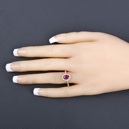 1.01 Carat Genuine Ruby and White Diamond 10K Yellow Gold Ring by Bids.com