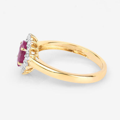 1.01 Carat Genuine Ruby and White Diamond 10K Yellow Gold Ring by Bids.com