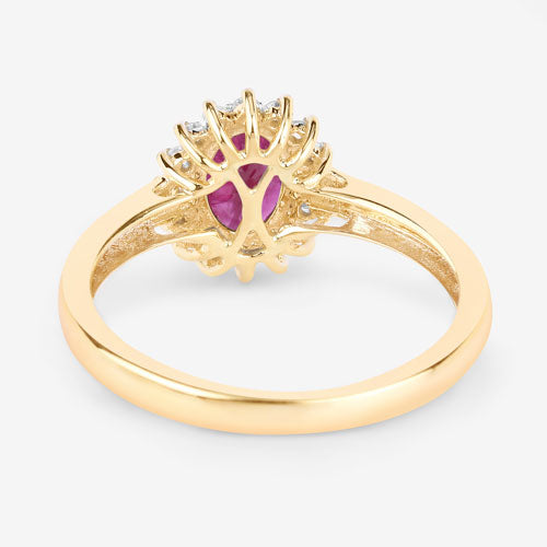 1.01 Carat Genuine Ruby and White Diamond 10K Yellow Gold Ring by Bids.com