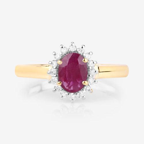 1.01 Carat Genuine Ruby and White Diamond 10K Yellow Gold Ring by Bids.com