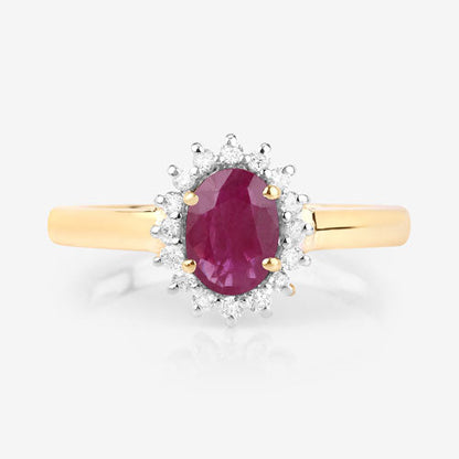 1.01 Carat Genuine Ruby and White Diamond 10K Yellow Gold Ring by Bids.com