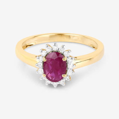 1.01 Carat Genuine Ruby and White Diamond 10K Yellow Gold Ring by Bids.com