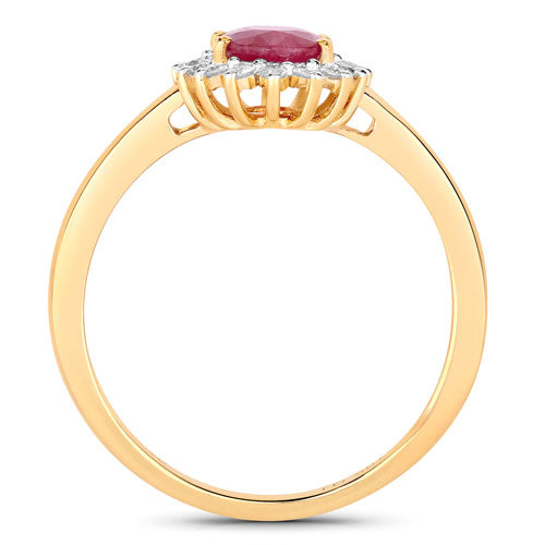 1.01 Carat Genuine Ruby and White Diamond 10K Yellow Gold Ring by Bids.com