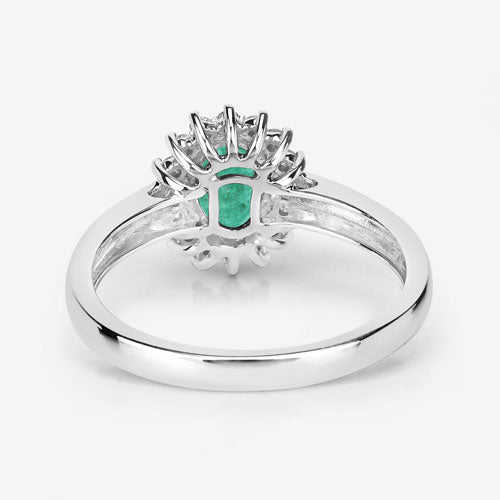 0.86 Carat Genuine Zambian Emerald and White Diamond 14K White Gold Ring by Bids.com