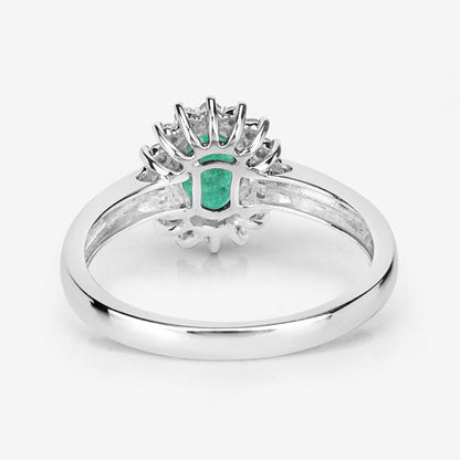 0.86 Carat Genuine Zambian Emerald and White Diamond 14K White Gold Ring by Bids.com