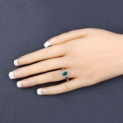 0.86 Carat Genuine Zambian Emerald and White Diamond 14K White Gold Ring by Bids.com