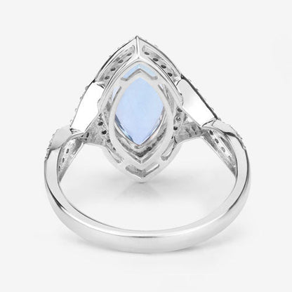 2.24 Carat Genuine Aquamarine and White Diamond 14K White Gold Ring by Bids.com