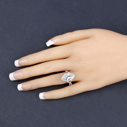 2.24 Carat Genuine Aquamarine and White Diamond 14K White Gold Ring by Bids.com